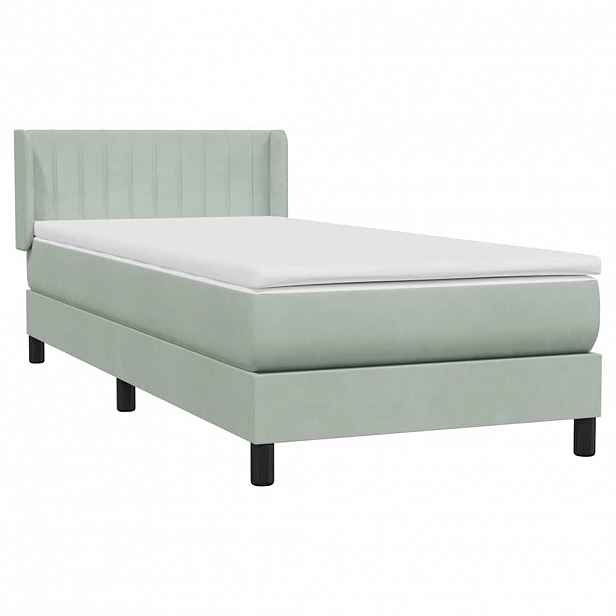 vidaXL Box Spring Postel s matrací Světle šedá 90x220 cm Samet
