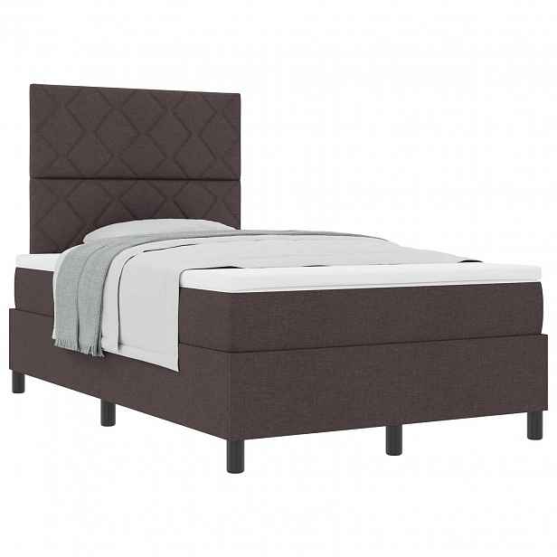 vidaXL Postel s boxspringem s čelo Tmavě hnědá 120 x 190 cm textil