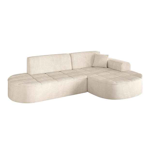 ALTDECOR ROHOVÁ SEDAČKA s otomanem, pravá TARO-L1 243x171x79,5 Béžová Manšestr