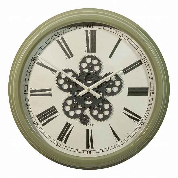 Nástěnné Hodiny S Mechanismem Ø 52 CM Kovové Sklo Zelená Vintage