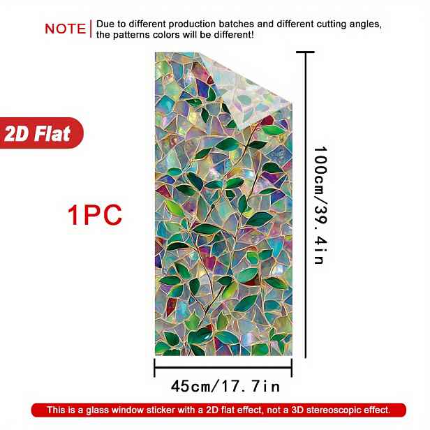 TEMU 2D plochá fólie - 2D plochá fólie - 1 role 2D barevné mozaikové fólie s listů o rozměrech 45×100 cm, vyrobená z matného PVC materiálu, s