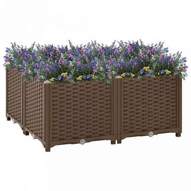 Vyvýšený záhon 80x80x38 cm PP Dekorhome Hnědá