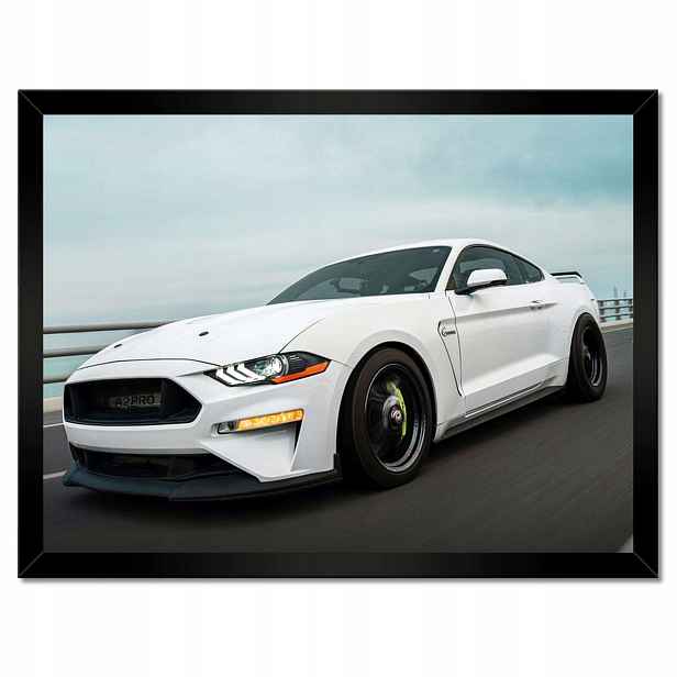 Plakáty v rámu 40x30 Bílý Ford Mustang Auto