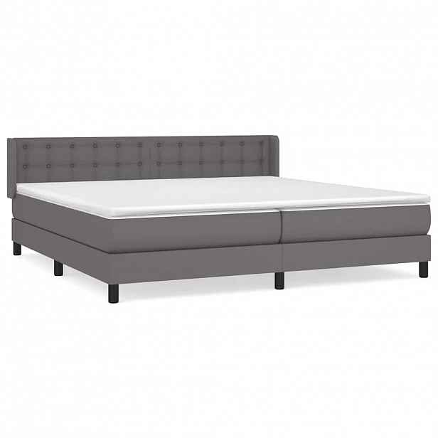 vidaXL Box spring postel s matrací šedá 200x200 cm umělá kůže