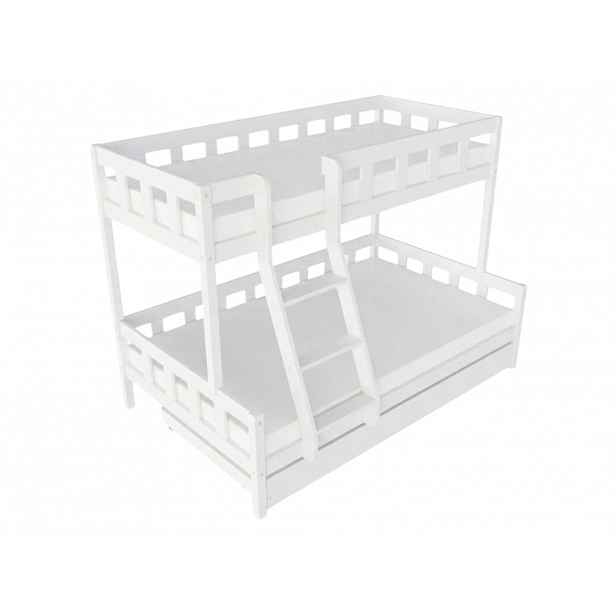 Benlemi Patrová postel PLOTTY s předním žebříkem 90x200, 120x200 cm Zvolte barvu: Bílá, Zvolte šuplík: Přistýlka 90x190 cm, Zvolte stranu: Vlevo