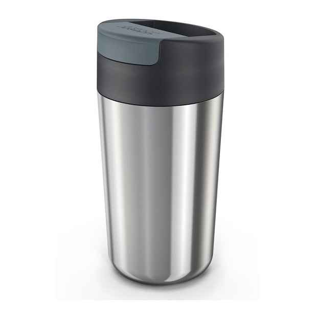 Cestovní hrnek v tmavě modro-leskle stříbrné barvě 450 ml Sipp – Joseph Joseph