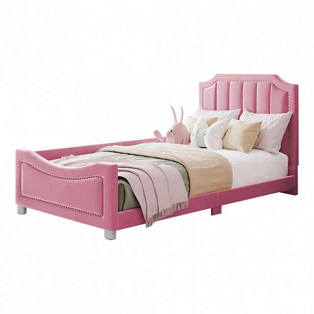 CHICFURN JUNIORSKÁ POSTEL 90/200 cm v růžové barvě z flanelu