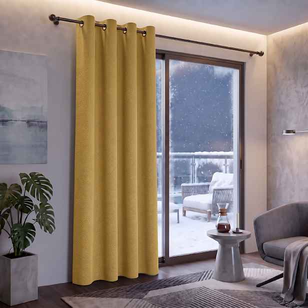 Termoizolační blackout závěs POLAIRE hořčicový 135×260 cm na kroužky