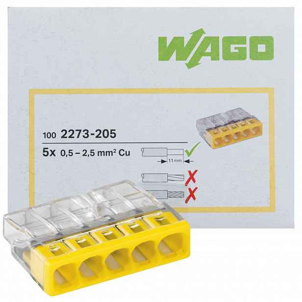 Wago 2273-205 Rychlospojka Spojka Na Drát 5x2,5mm2 100 ks