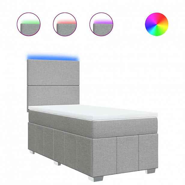 vidaXL Box spring postel s matrací světle šedá 80 x 200 cm textil