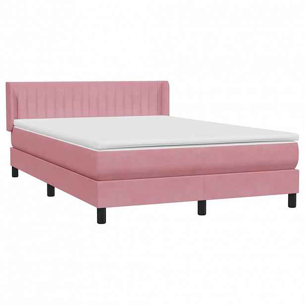 vidaXL Box spring postel s matrací růžová 140x220 cm samet