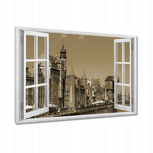 Obrazy 90x60 Gdaňsk v sépii Sepia Bronz