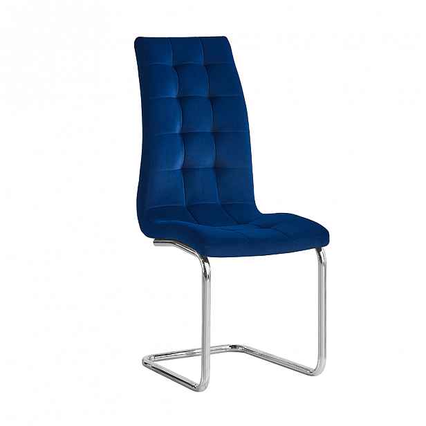 Jídelní židle SALOMA NEW samet / chrom Tempo Kondela Modrá