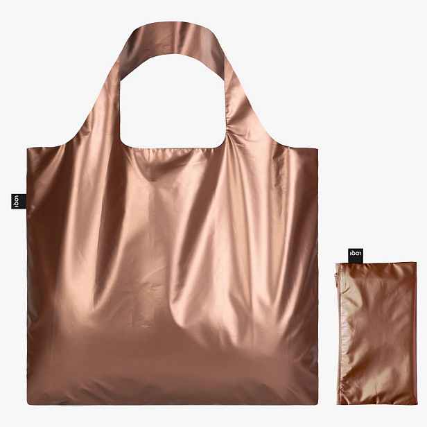 Skládací nákupní taška LOQI METALLIC Matt Rose Gold