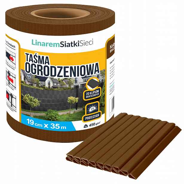 Stínící Panelové Pásy Hnědá 19 cm x 35 m Kryt Na Oplocení Uv Sada 6 Ks.