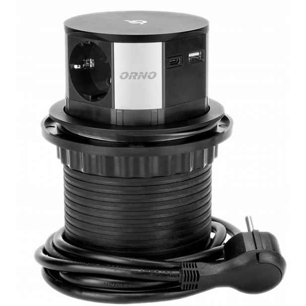 Vysouvací zásuvka do nábytku 3x2PZ USBx2 ON-GM-9017 Orno