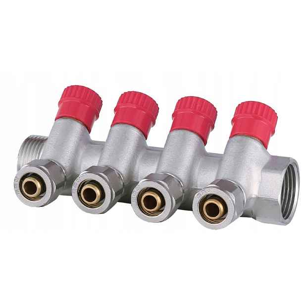 X-home Rozdělovač Pex 1“ x 16 mm 4 Okruhy Sekce Cwu Pro Teplou Vodu Mono