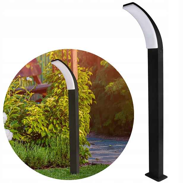 Zahradní Lampa Stojací Sloup 100cm 12W Led Hliníková Černá IP44