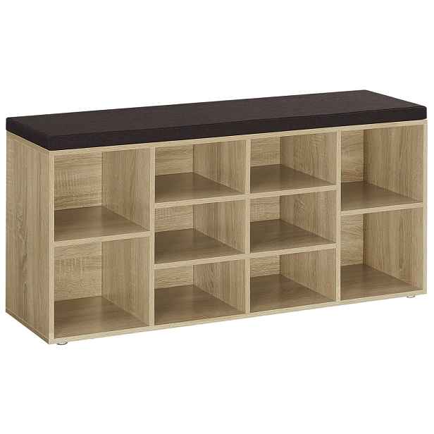 Botník s lavicí a hnědým sedákem WESO SONOMA 104x30x48 cm