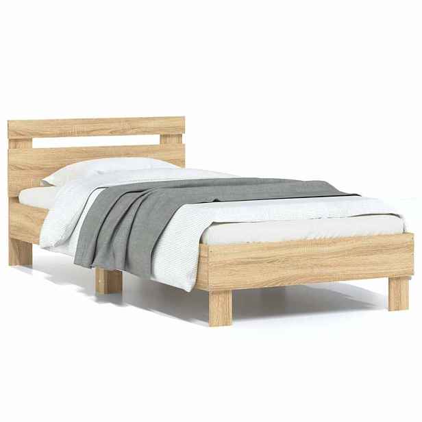 vidaXL Postel bez matrace s čelem dub sonoma 75 x 190 cm