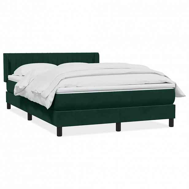 vidaXL Box spring postel s matrací tmavě zelená 160x220 cm samet