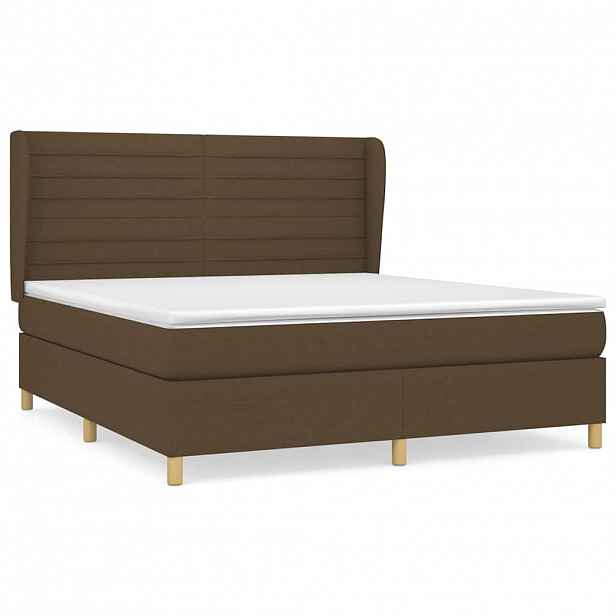 vidaXL Box spring postel s matrací tmavě hnědá 160x200 cm textil