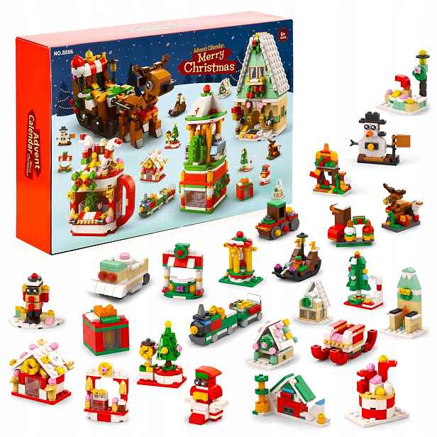 Sada Kostek Dárek Pro Děti Adventní Kalendář Kostky Vánoční Figurky