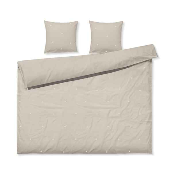 Béžové povlečení na dvoulůžko/prodloužené z bavlněného perkálu 200x220 cm Daisy – JUNA