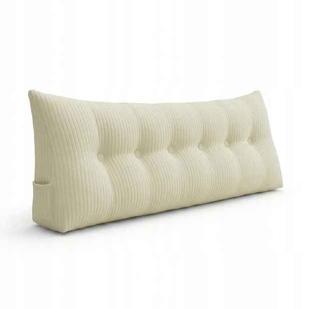 Manšestrová Polštář na čtení Klin Opěrka hlavy pro postel Bílá 180x50 cm