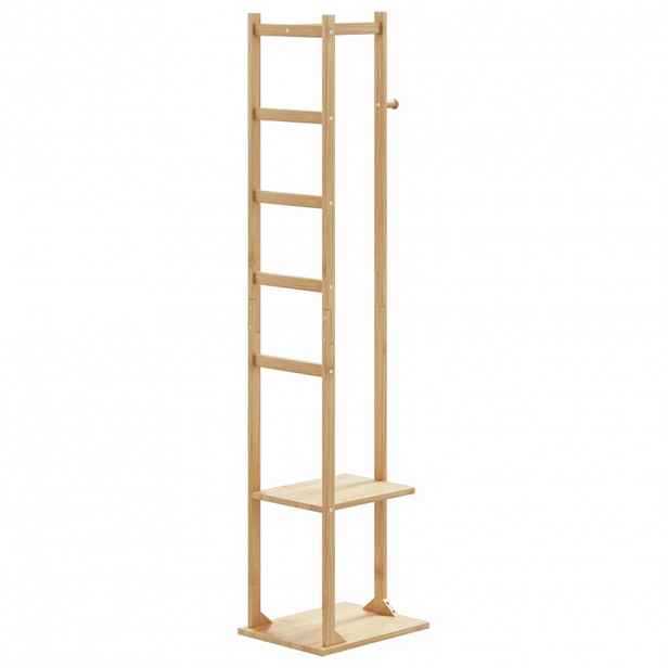 vidaXL Stojan na kabáty s háčky a policemi 38,5x30x156 cm bambus