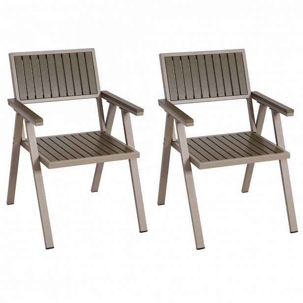 Zahradní židle 2 ks Krémová / šedá