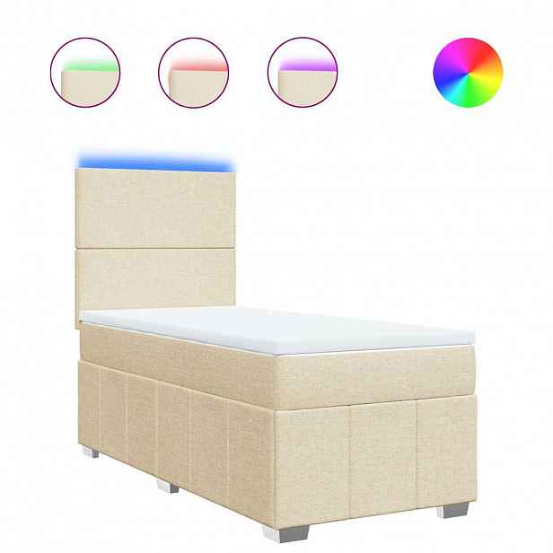 vidaXL Box spring postel s matrací krémová 80 x 200 cm textil