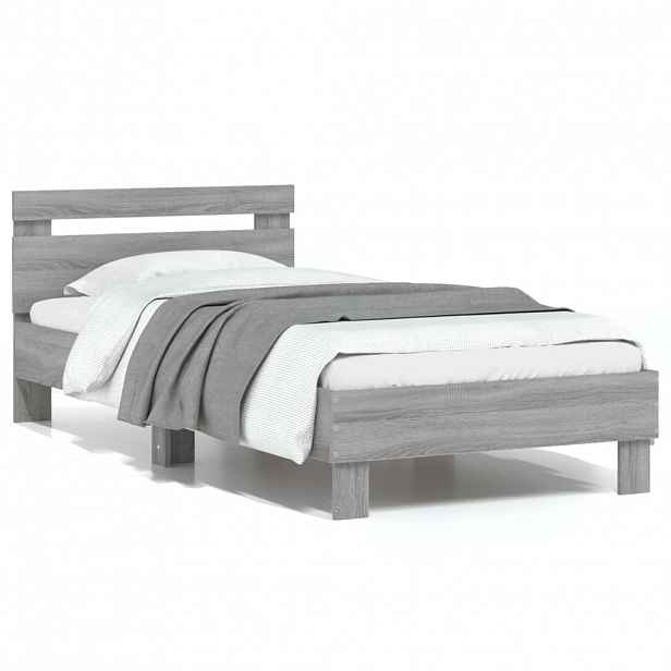 vidaXL Rám postele s čelem šedý sonoma 75 x 190 cm kompozitní dřevo