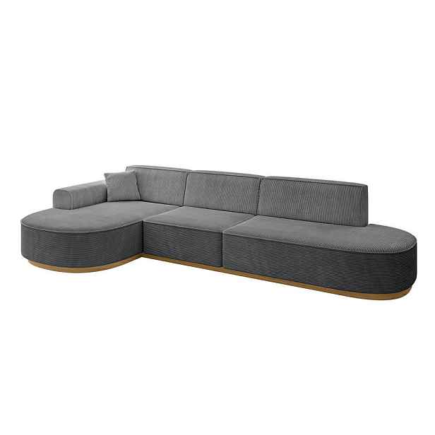 ALTDECOR ROHOVÁ SEDAČKA s otomanem, levá MARI-L2-v2 328x171x83 Tmavě šedá Manšestr