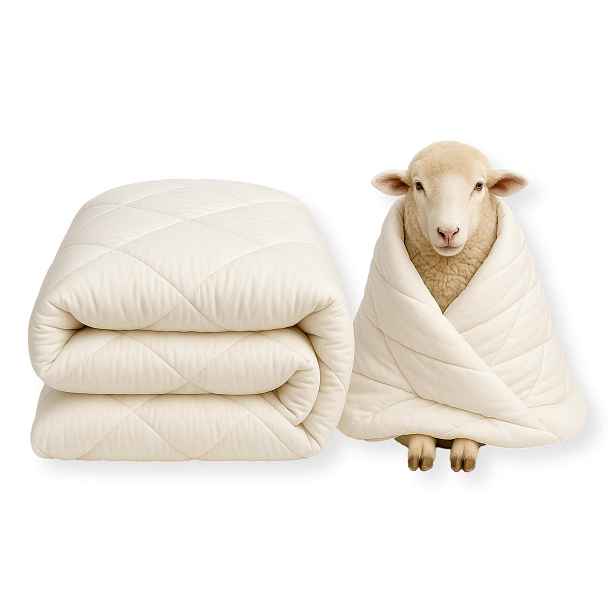 Vlněná přikrývka 180x200 silná teplá merino přírodní celoroční Eco