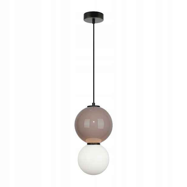 Závěsná lampa Italux Pieve Led 6W, 2 koule Ø18 cm, hnědo-bílá