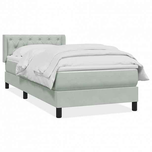 vidaXL Box spring postel s matrací světle šedá 80x210 cm samet
