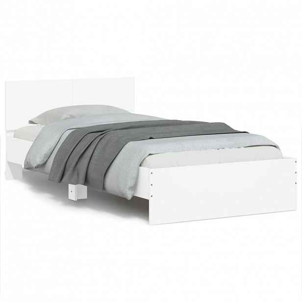 vidaXL Rám postele s čelem bílý 100 x 200 cm kompozitní dřevo