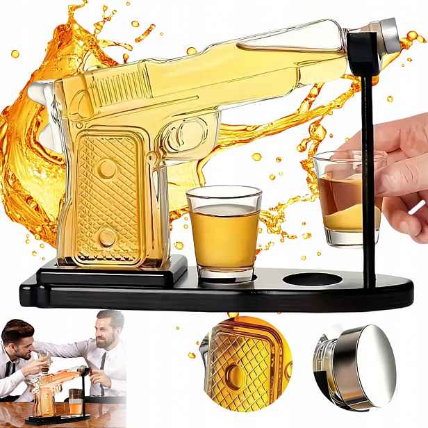 Karafa Pistole na whisky Sada Dárek Skla 230ml Dekantér Skleničkami