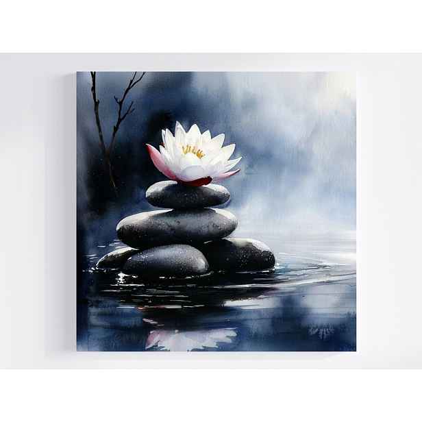 Obraz Na Plátně Canvas Lotos Květina Zahrada Kameny Harmonie Zen 50x50