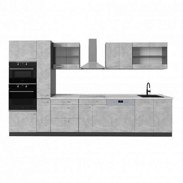Vicco KUCHYNĚ R-Line Beton/antracit 350 cm , PD Mramor