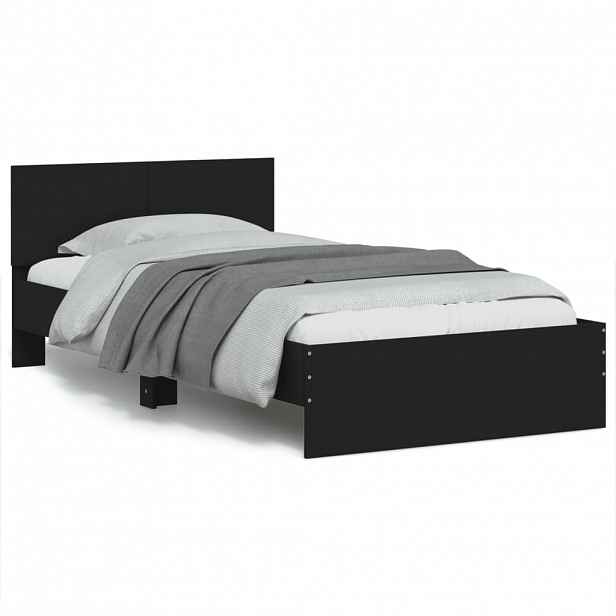 vidaXL Rám postele s čelem černý 100 x 200 cm kompozitní dřevo