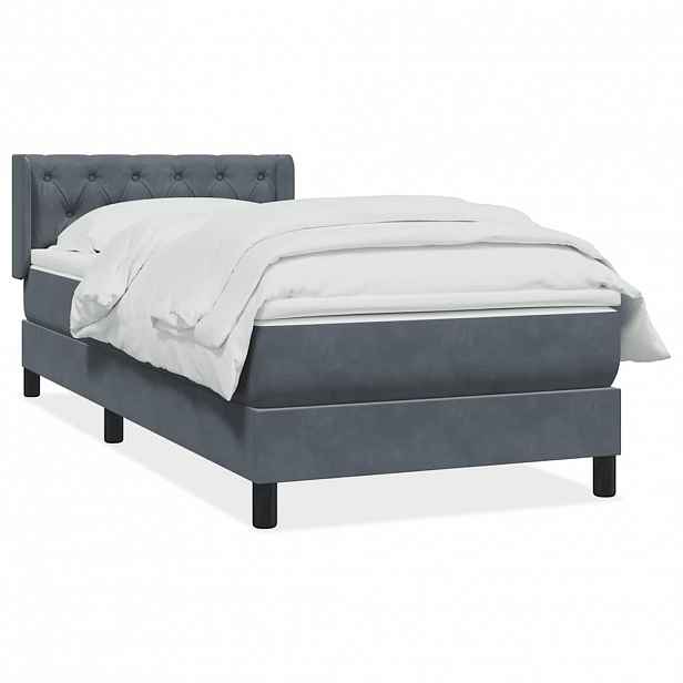 vidaXL Box spring postel s matrací tmavě šedá 80x210 cm samet