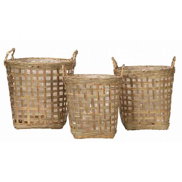3 ks Bambusový Květináč Ve Tvaru Koše, styl boho, Přírodní