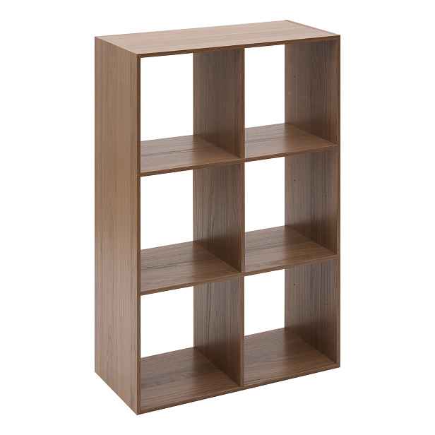 Modulární Regál 6 Přihrádek Mdf 67,5X32X100,5 CM Hnědý Otevřený