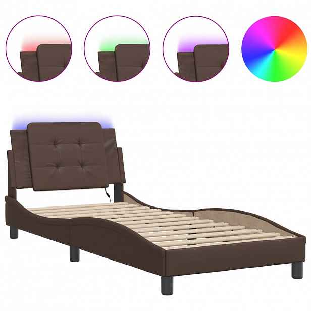 vidaXL Rám postele s LED bez matrace Zadar hnědý 80 x 200 cm