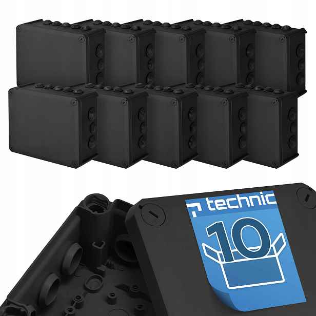10 x Edo Technic Hermetická elektroinstalační krabice N/t s tlumiči IP66 240x190х95 Černá