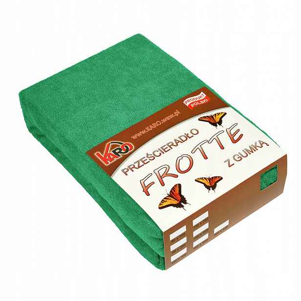 Froté prostěradlo s gumičkou 200x220 zelené Karo