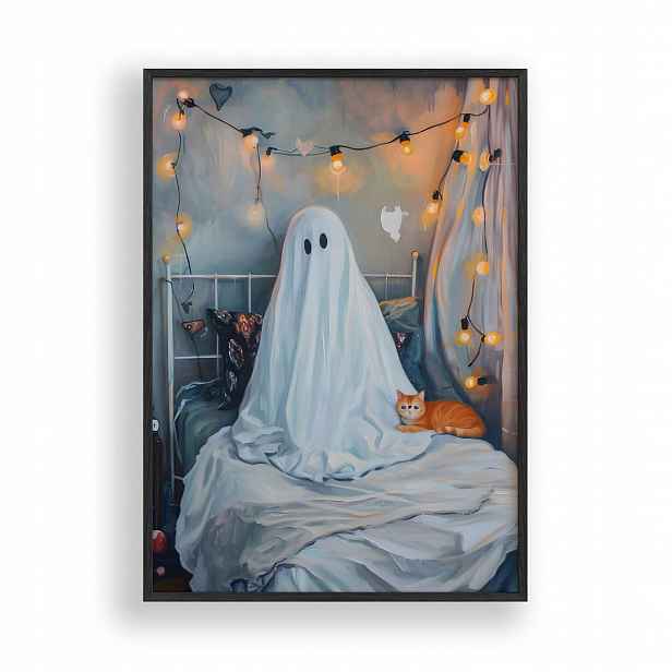 Halloweenský Plakát A3, černý dřevěný Rámeček , 30x42 cm