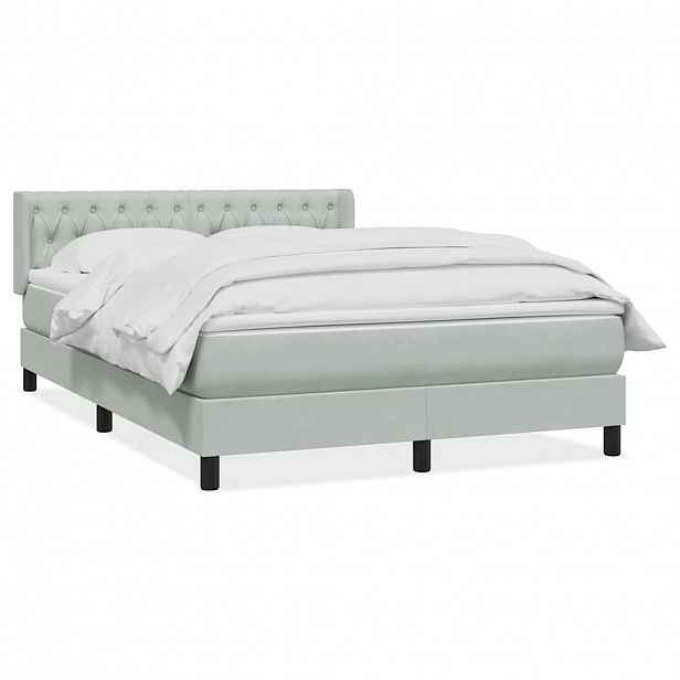 vidaXL Box spring postel s matrací světle šedá 160x210 cm samet